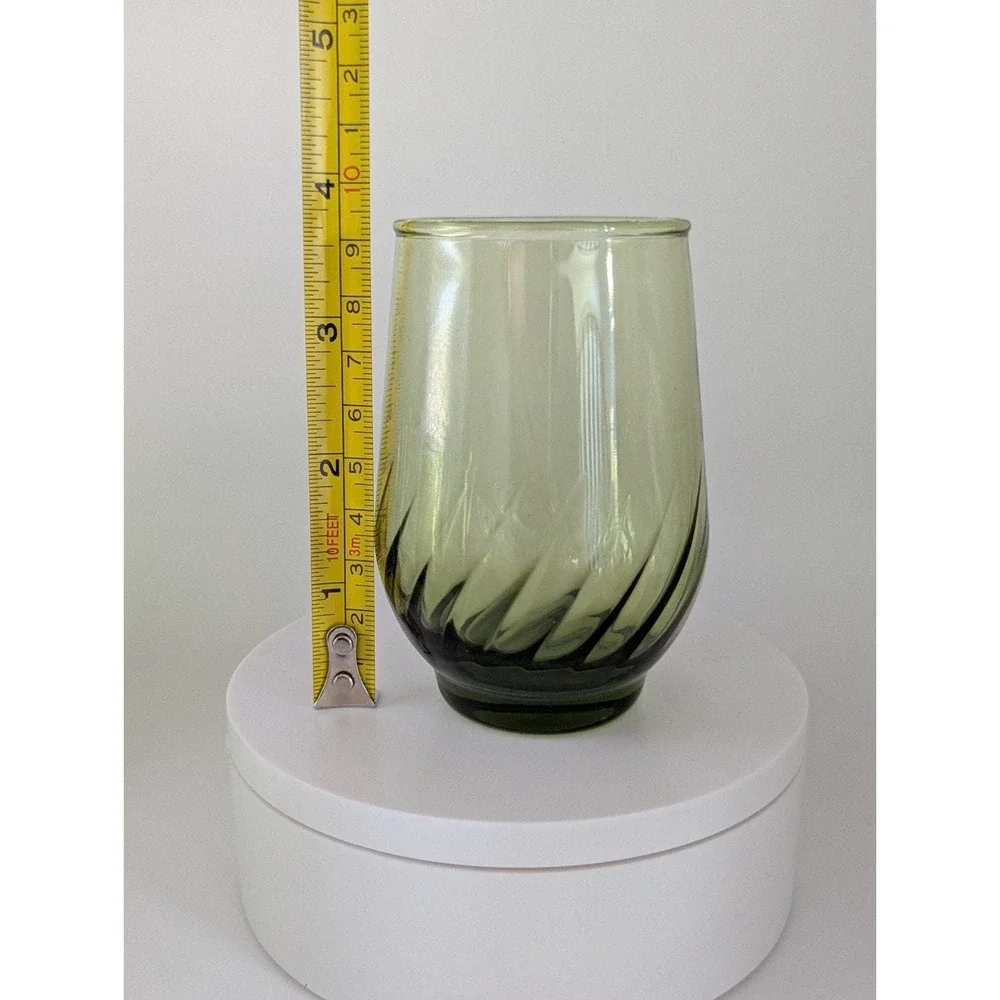 Vintage Juice Glass Anchor Hocking (Avocado) Regal Green Swirl Glasses Set of 6